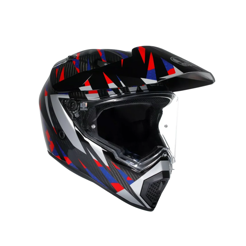 AGV AX9 carbon adventure helmet with off-road peak for desert dirt biking