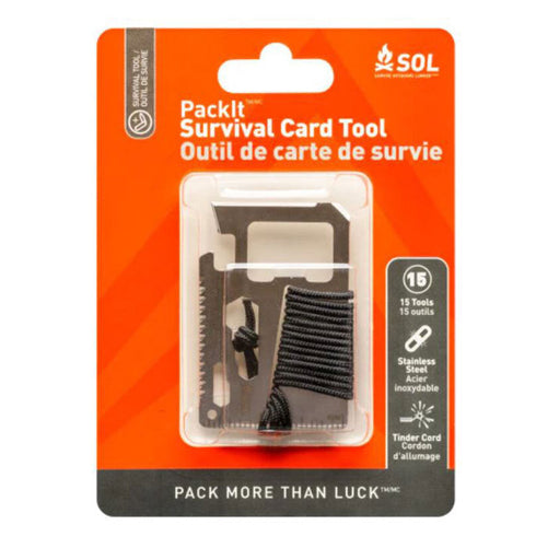 Adventure Medical SOL Packit Survival Card Tool, Multi-Function Stainless Steel, Credit Card Size, Suitable for EDC Survival