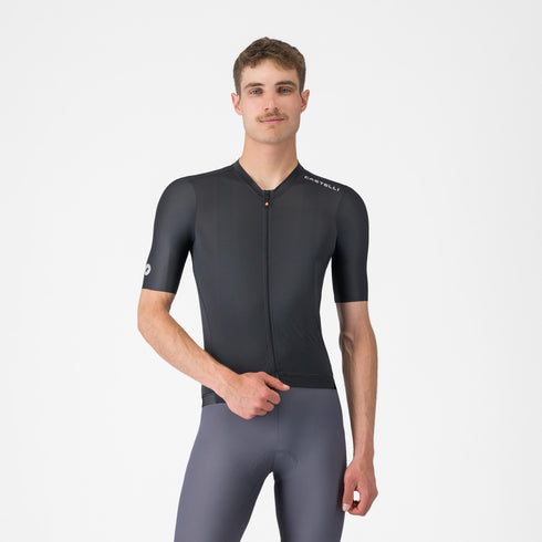 Castelli Espresso 2 men's cycling jersey, Black/White, front view on model