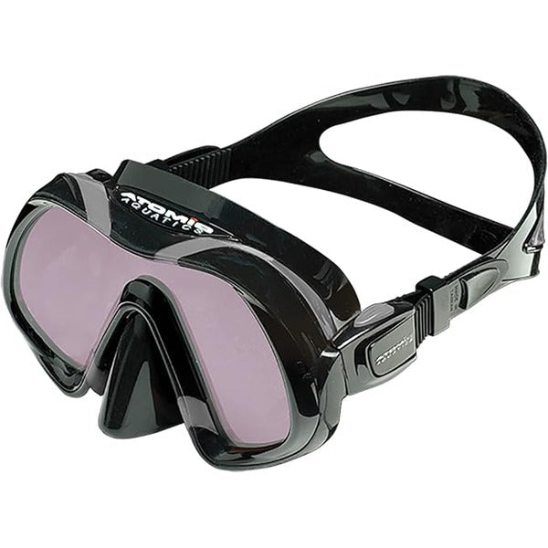 Atomic Aquatics Venom Arc dive mask, black, front angle