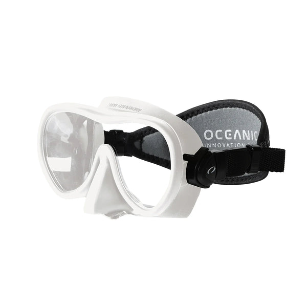 Oceanic Mini Shadow frameless dive mask, white with neoprene strap