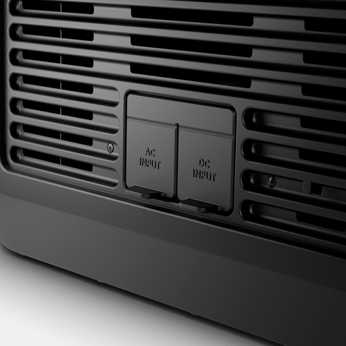 Dometic CFX3 100 power sockets and ventilation grille close-up