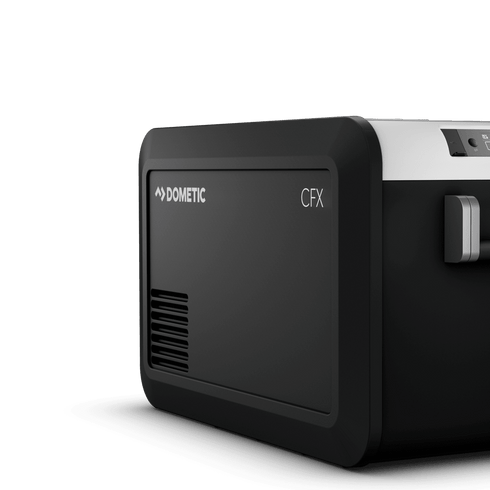 Dometic CFX3 25 side view showing ExoFrame body and carry handle
