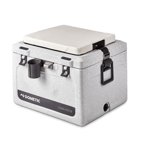 Dometic Cool-Ice CI 55 in Stone with the seat cushion fitted
