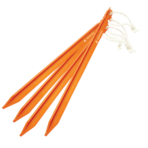 Coghlan's ultralight aluminium tent stakes 4 pack, orange, product shot
