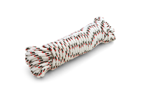 Coghlan's 7 mm utility cord coiled, white with red fleck