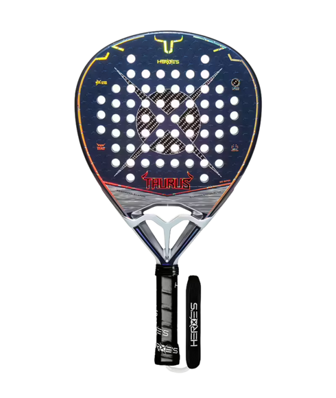 Heroe's Taurus 2026 Padel Racket in navy and silver, front view