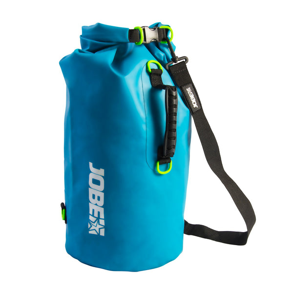Jobe Drybag, a waterproof roll-top bag used for storing paddleboard essentials like keys, phone, and food while paddling.