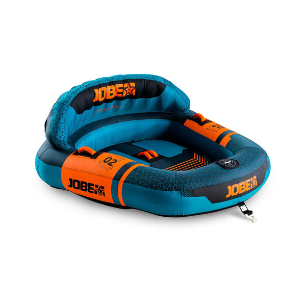 Jobe Proton Towable 2P, an inflatable tube designed for two riders, providing a thrilling and secure ride behind a boat.