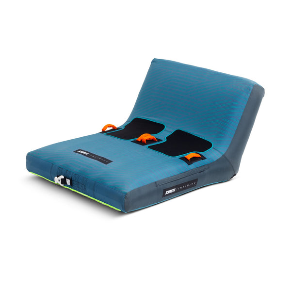 Jobe Infinity Switch 2P, a two-person inflatable tube with multiple riding positions, offering a versatile towable experience for two riders.