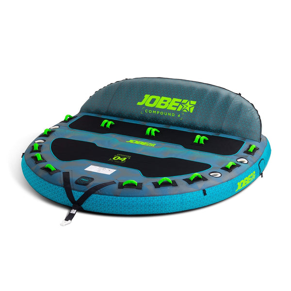 Jobe Compound Towable 4P, a large, multi-rider inflatable tube designed to securely and comfortably carry four people.