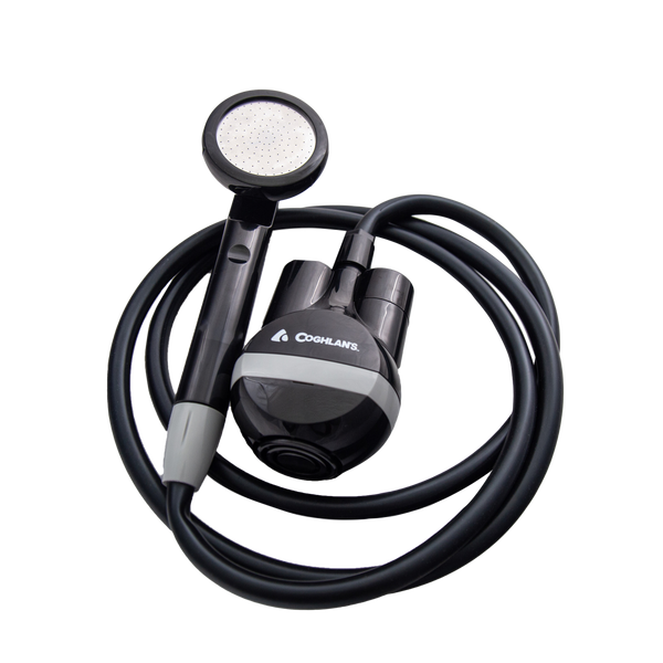 Coghlan's portable shower pump, hose and shower head, product shot