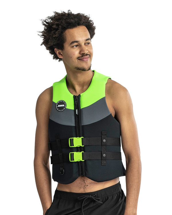Jobe Neoprene Vest Men, a comfortable and flexible safety vest/buoyancy aid for general water use and watersports.