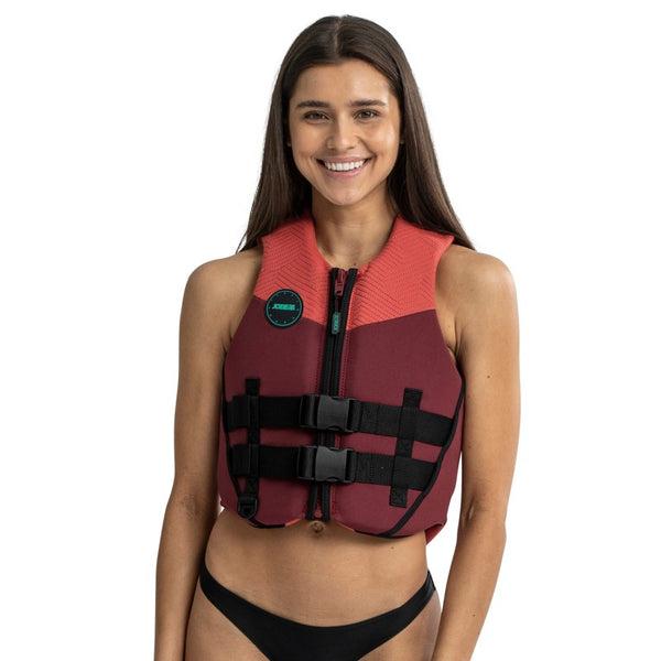 Jobe Neoprene Vest Women, a comfortable, lightweight jacket/buoyancy aid designed with a secure fit for female watersport enthusiasts.