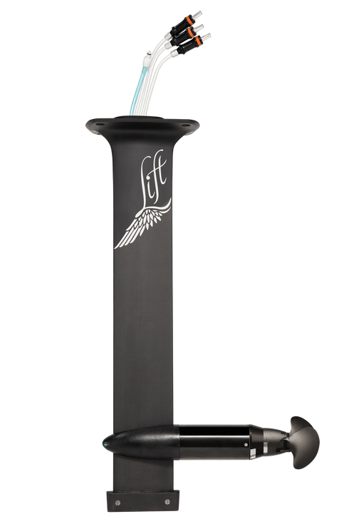 Lift eFoil 28 inch carbon fibre propulsion unit with LCS folding propeller, side view