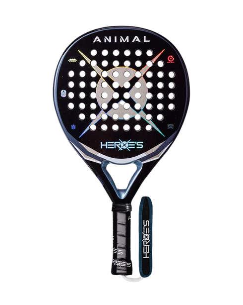 Heroe's Animal 2025 Padel Racket in blue and gold, front view