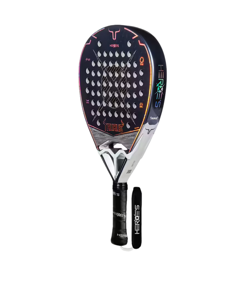 Heroe's Taurus 2026 Padel Racket in navy and silver, angled view