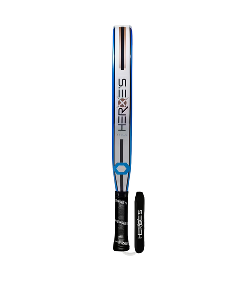 Heroe's Rowan 2026 Padel Racket in blue and silver, side view