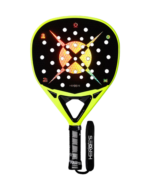 Heroe's RS3 2025 Padel Racket in neon yellow, front view