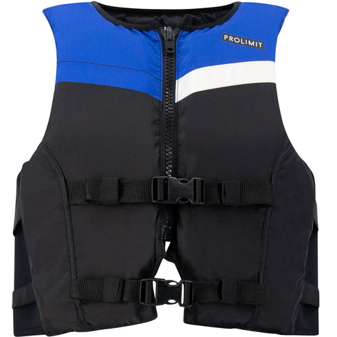 Prolimit Freeride impact vest, a padded buoyancy vest with secure zipper and strap closure, used for watersport safety and impact absorption.