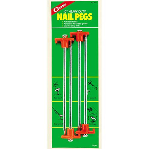 Coghlan's 8312 Nail Pegs Pack of 4 for Tent Setup - Reliable Ground Anchors for Tents & Tarps