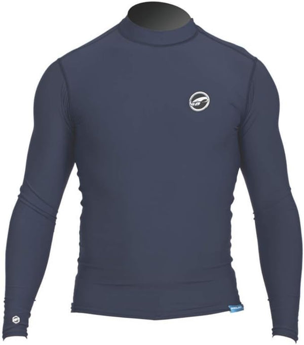 Prolimit logo rashguard, a fitted long-sleeve shirt with a logo graphic, offering UV protection for all watersports.