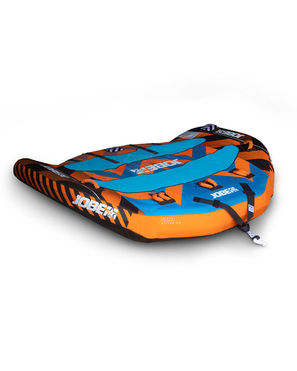 Jobe Airstream Towable 4P, a large, fast-gliding inflatable tube designed to securely tow four people for exciting water rides.
