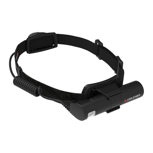 Ledlenser H8R 25th Anniversary Edition headlamp, dark blue, rear view on white