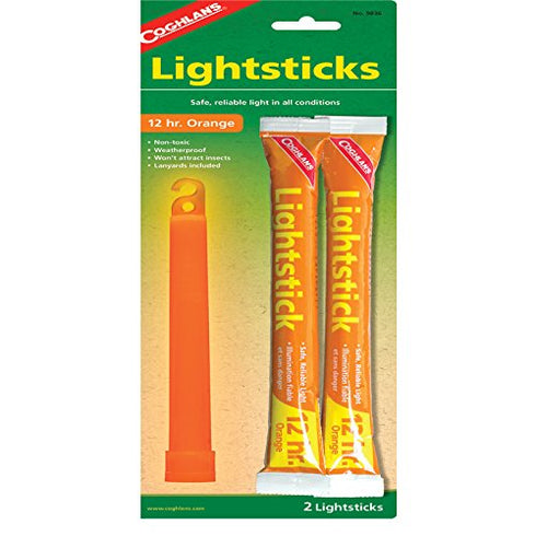 Coghlans Lightsticks Pack of 2 - Glow-in-the-Dark Sticks for Nighttime Visibility