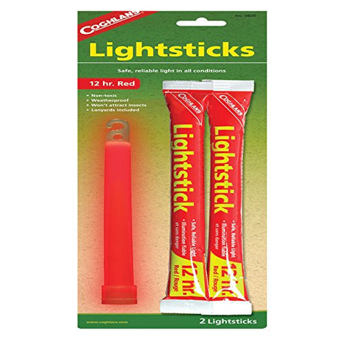 Coghlans Lightsticks Pack of 2 - Glow-in-the-Dark Sticks for Nighttime Visibility