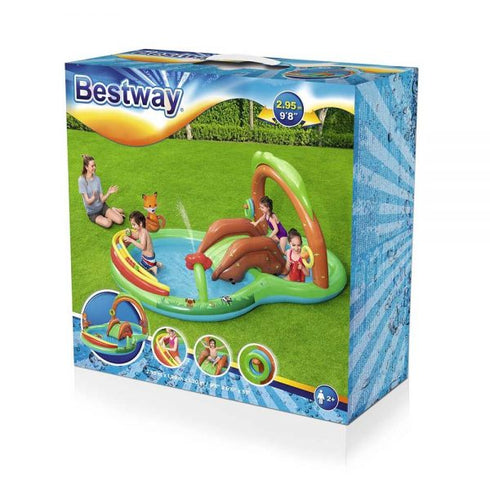 Bestway Friendly Wood Play Center - Wooden-Themed Play Center for Imaginative Play