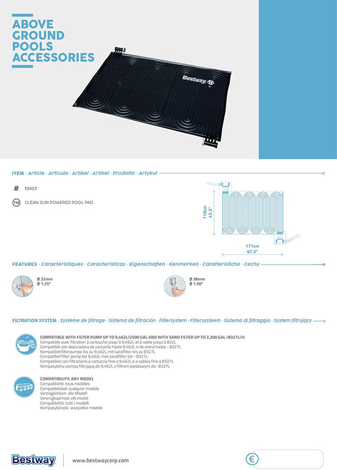 Bestway Clean Sun Solar Pool Heater - Eco-Friendly Heating Solution for Your Pool