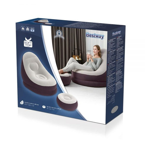 Bestway Inflatable Chair 121x121x86 - Versatile Lounger for Indoor & Outdoor Use