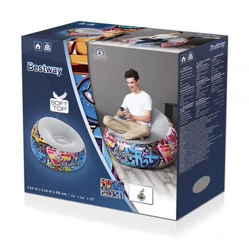 Bestway Airchair Grafiti Inflatable 112x112x66 - Vibrant & Comfortable Inflatable Chair