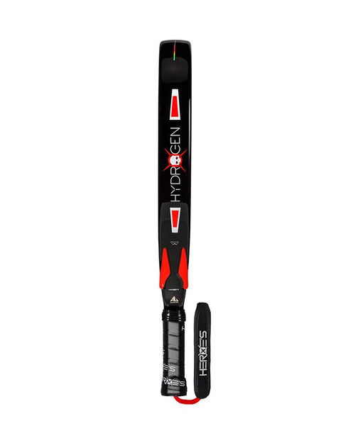 Heroe's Predator LTD Hydrogen Padel Racket in black and red, side view