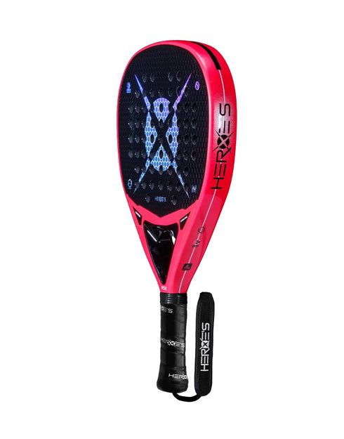 Heroe's RS2 2025 Padel Racket in neon pink, angled view