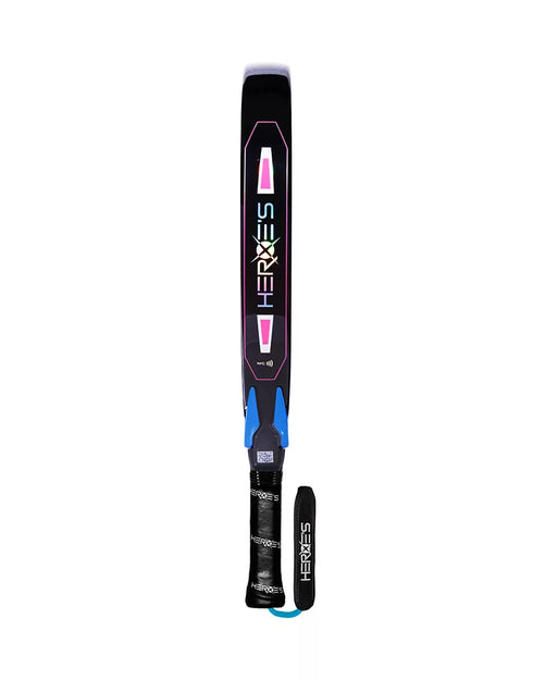 Heroe's Predator PWR 2025 Padel Racket in pink and blue, side view