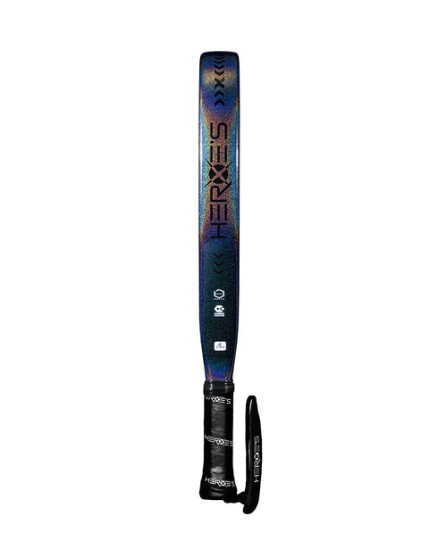 Heroe's RS1 2025 Padel Racket in black and purple, side view