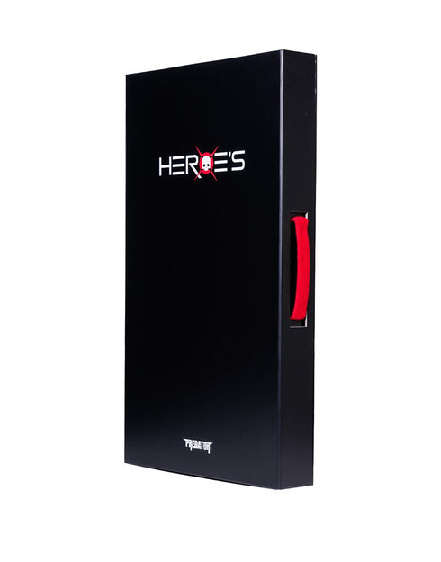 Heroe's Predator LTD Hydrogen Padel Racket in black and red, with presentation box