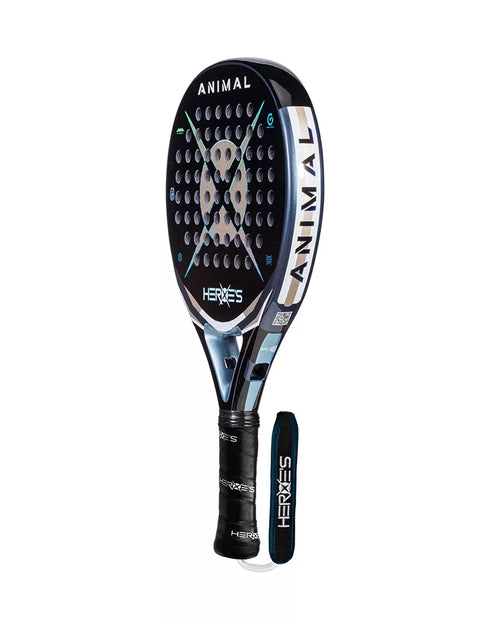 Heroe's Animal 2025 Padel Racket in blue and gold, side view