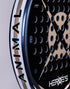Heroe's Animal 2025 Padel Racket in blue and gold, close-up detail