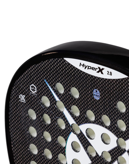 Heroe's Patriot Hyper 2024 Padel Racket in blue and black, close-up detail