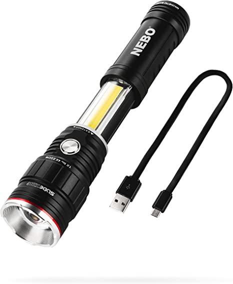NEBO Slyde King 500 Lumen Rechargeable Flashlight - Extendable & Bright Torch for Emergencies