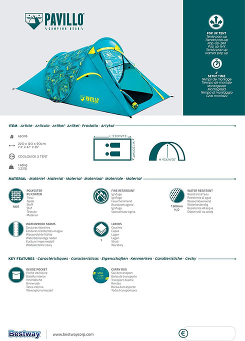 Bestway Pavillo Coolrock Tent - Durable & Comfortable Tent for Camping Adventures