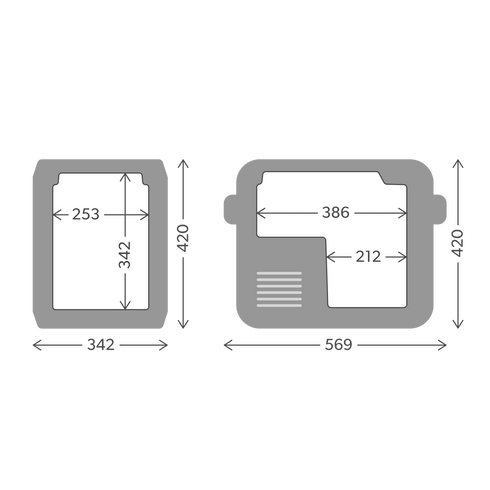 Dometic CFX3 25 dimension drawing in millimetres
