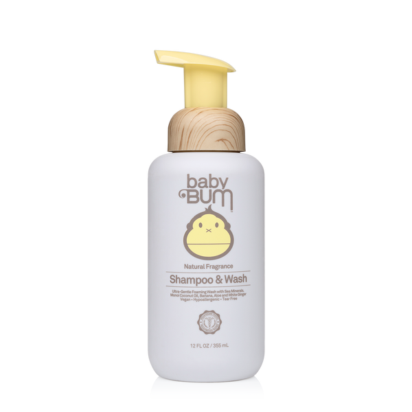 Sun Bum Baby Shampoo and Wash, a mild cleanser for kids after water days or summer camp swimming.