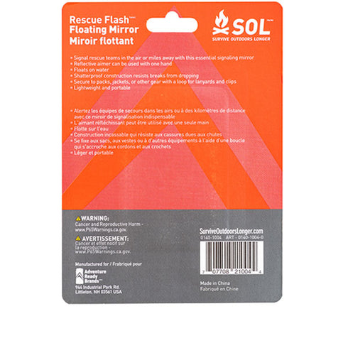 SOL Rescue Flash Floating Signal Mirror - Emergency Signaling Tool