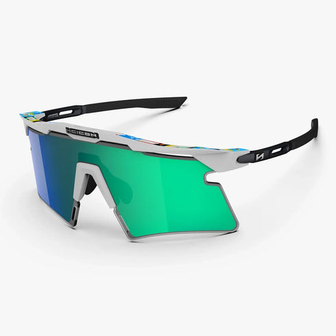 Scicon Aeroshade 2.0 Titanium cycling sunglasses, White Matt, Multimirror Green lens