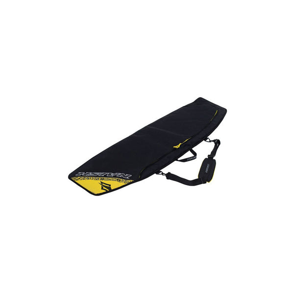 Naish Flat Boardbag 135, a thin, unpadded or lightly padded bag sized for twintip kiteboards up to 135cm, used for compact storage/travel.
