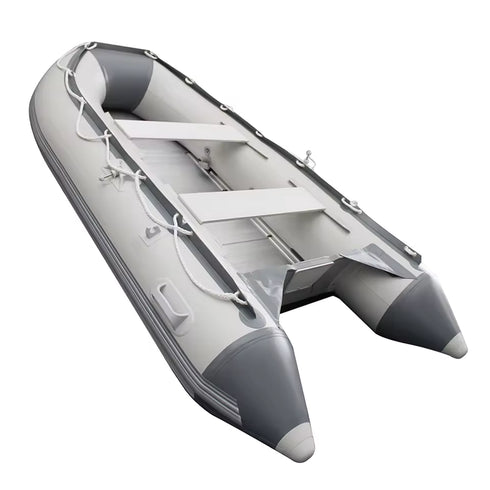 Inflatable Boat with Aluminum Floor, 0.9mm–1.2mm Reinforced PVC Construction, Stable Motor-Ready Dinghy for Fishing, Touring, and Water Sports